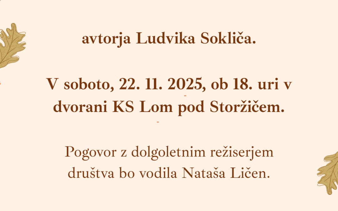 Vabilo na predstavitev knjige Čarobni svet odra – KUD Lom pod Storžičem
