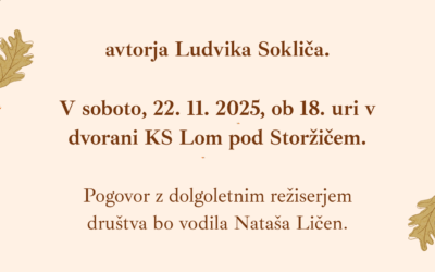 Vabilo na predstavitev knjige Čarobni svet odra – KUD Lom pod Storžičem